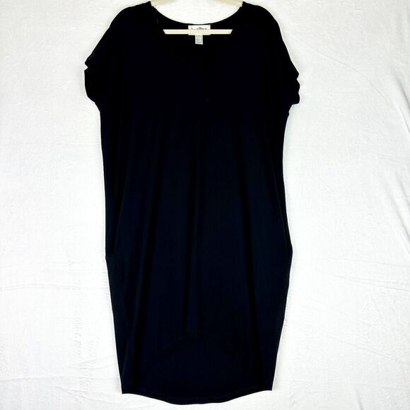 Joseph Ribkoff Dresses & Skirts - Joseph Ribkoff Silky Knit Cocoon Dress Size 8 Black Short Sleeve Hi Low